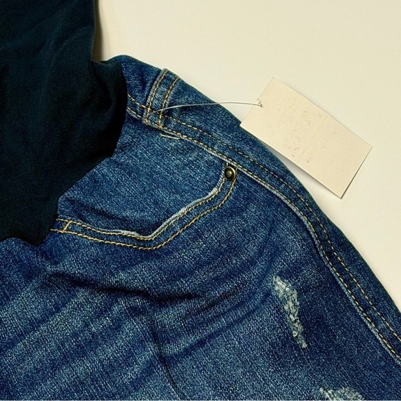 Oh Baby by Motherhood Maternity Denim Jean Shorts Distressed Secret Fit S NWT - Picture 7 of 13
